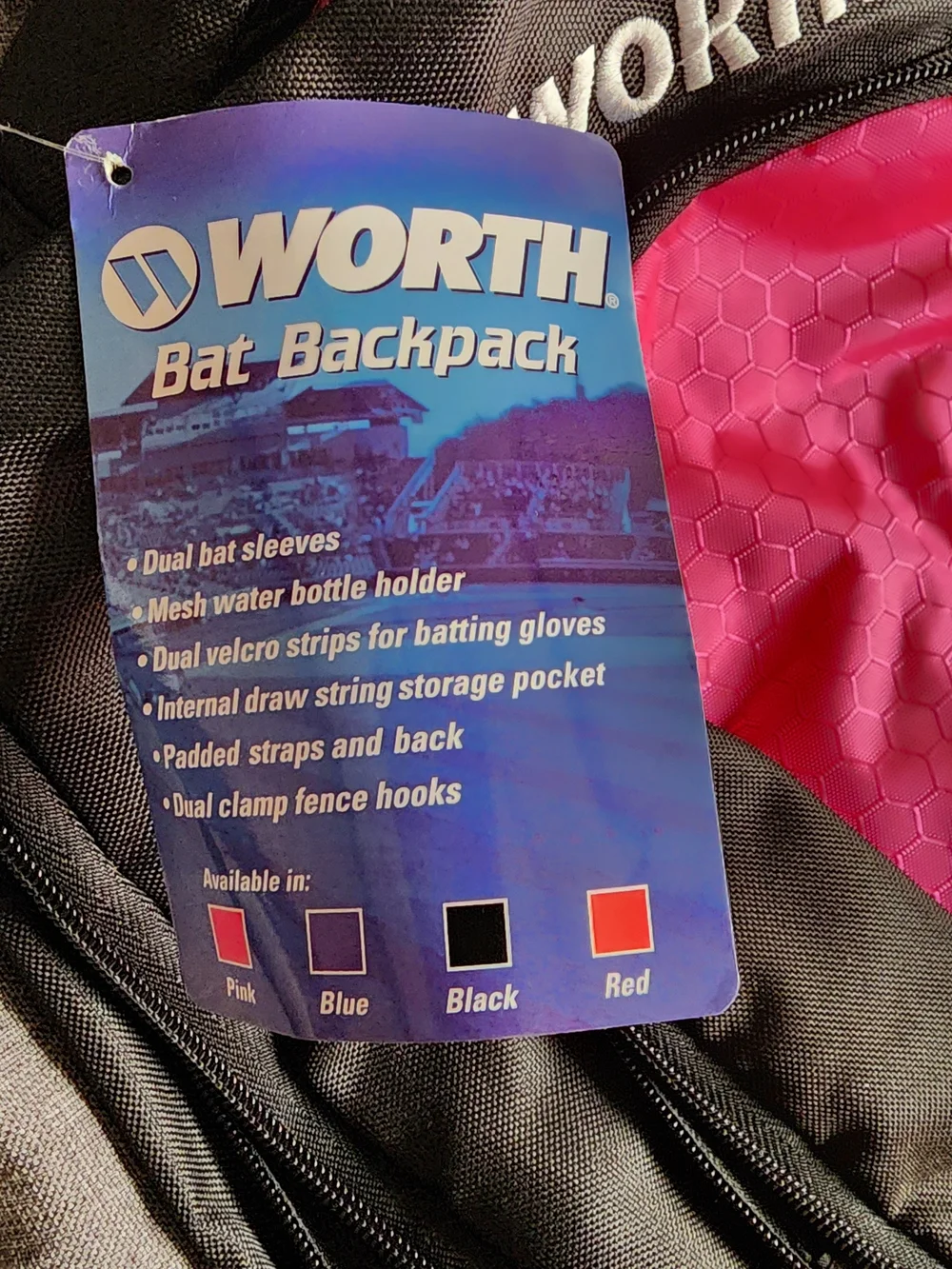 WORTH Black Bat Backpack with Pink Accent
